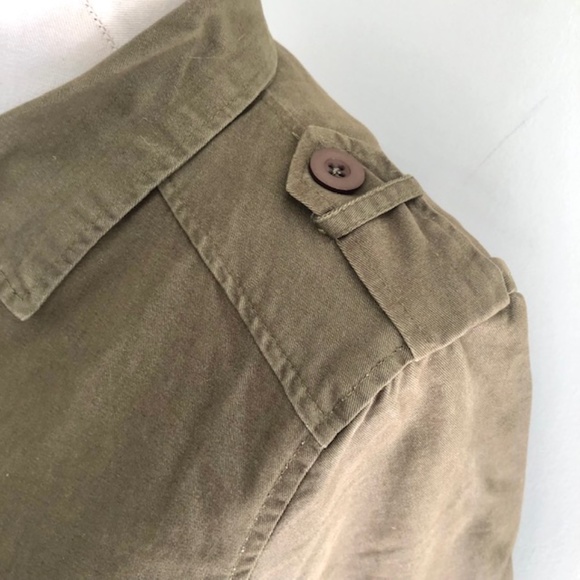 Forever 21 Army Green Shirt/Jacket Black Lace Cross Cut Out - Picture 6 of 11